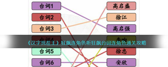 《汉字找茬王》狂飙连角色听狂飙台词连角色通关攻略